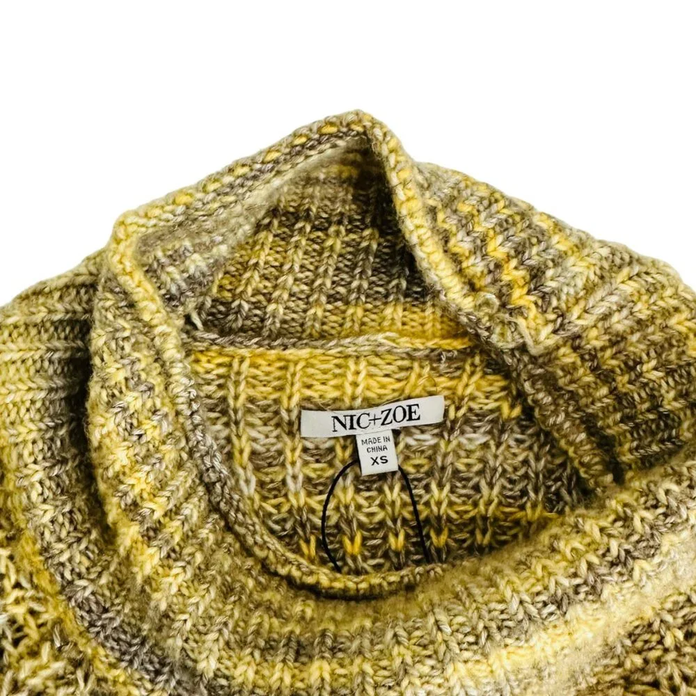 NIC + ZOE Women's Size XS Party Mix Ribbed Chunky Knit Neutral Sweater NEW